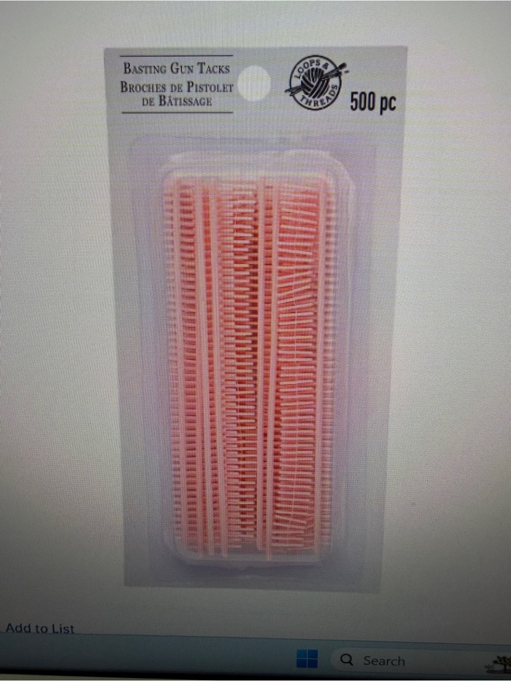 New in Package 500 Loop & Threads Basting Gun Tacks Pink